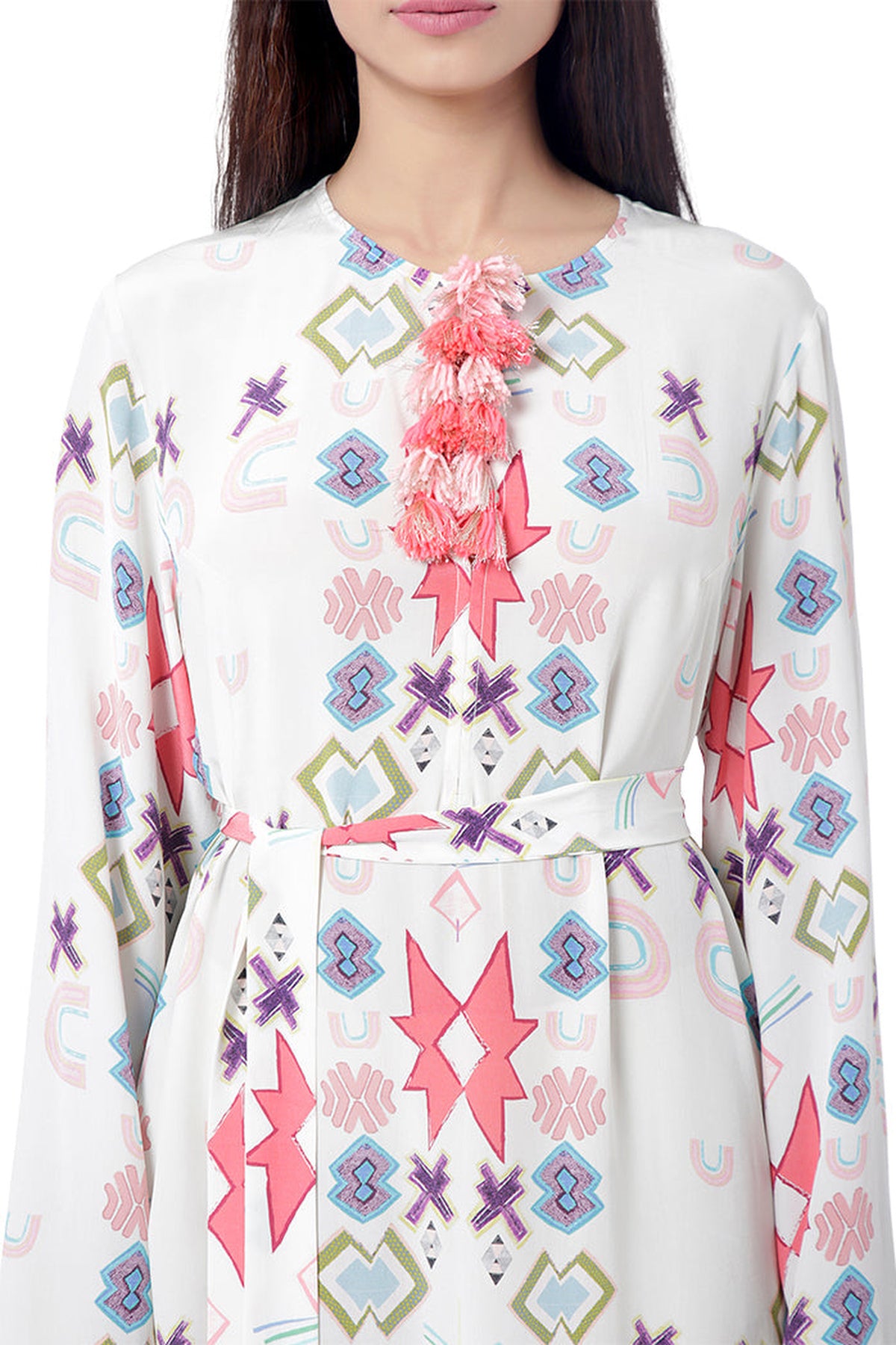 WHITE PRINTED KAFTAN