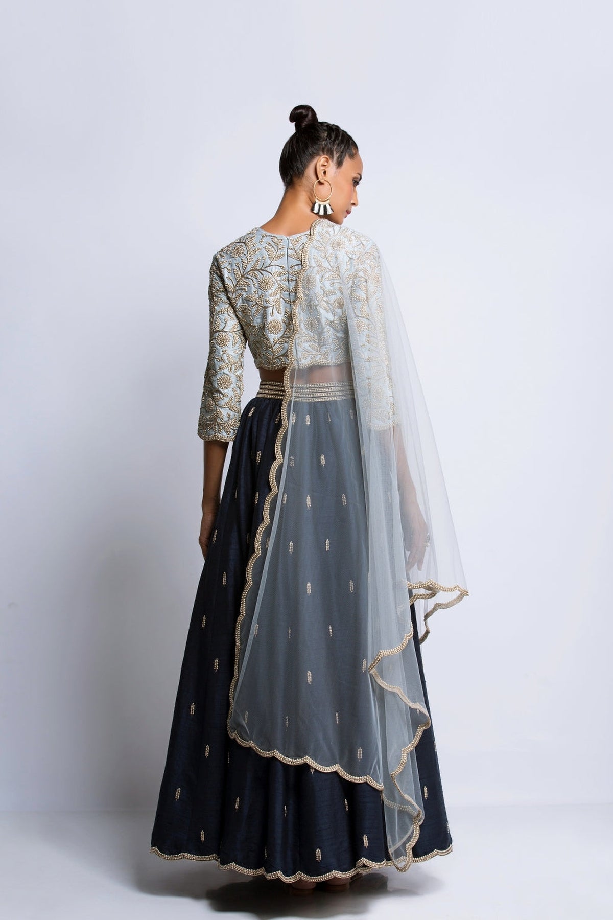 The Powder & Navy Blue Lehenga