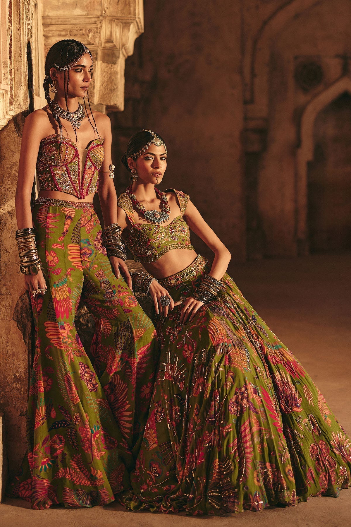 Radhika Madan In Pear Green Printed Highlighted Bell Bottom Pants Set