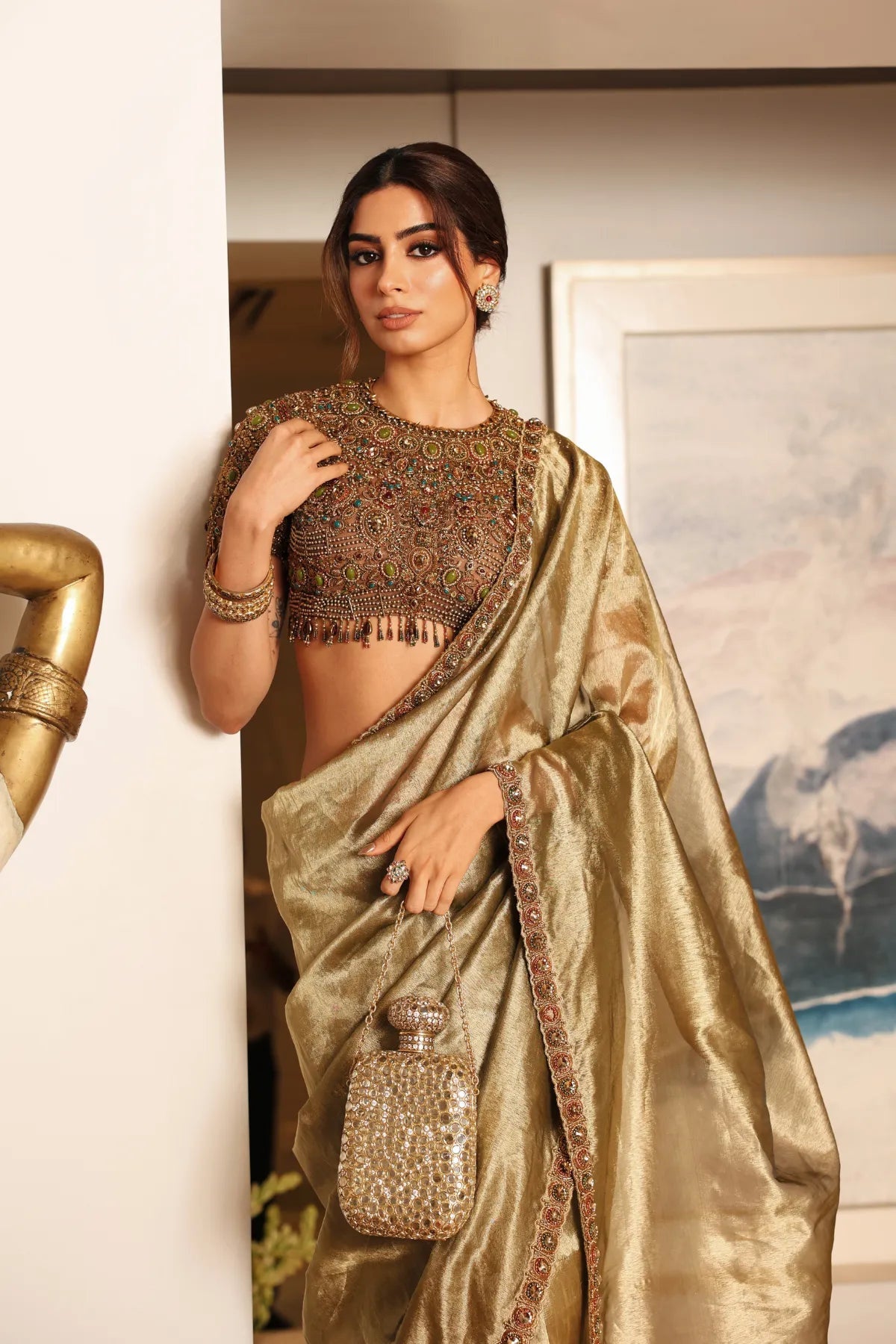 Khushi Kapoor in Svarnalekha Jadaau Saree Set