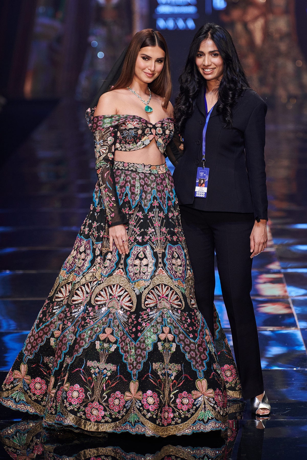 Tara sutaria in muntaner - black tulle net lehenga