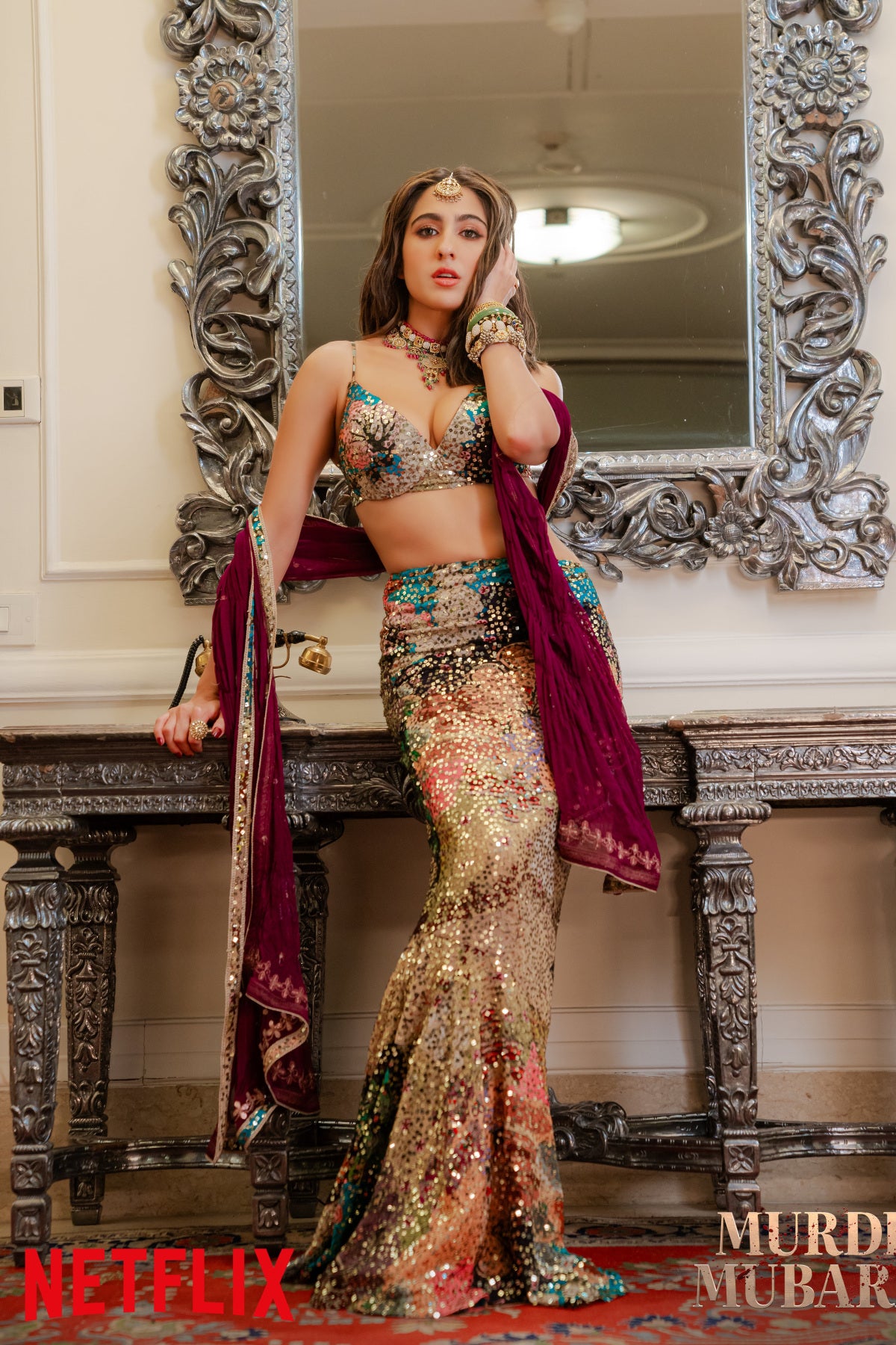 Sara Ali Khan In Curio - Multicolour Sequin Tulle Lehenga