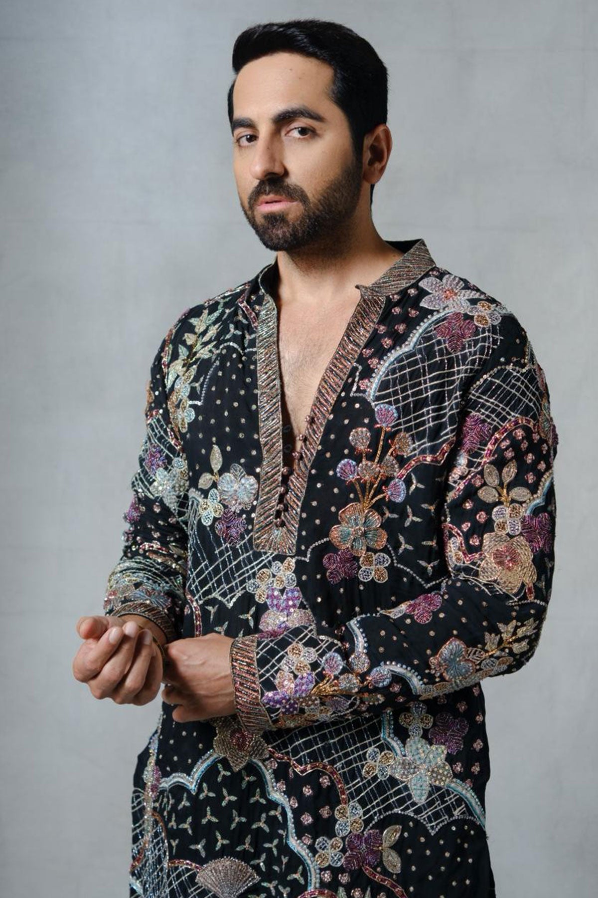 Ayushmann Khurrana in Bailora - Black Organza Kurta