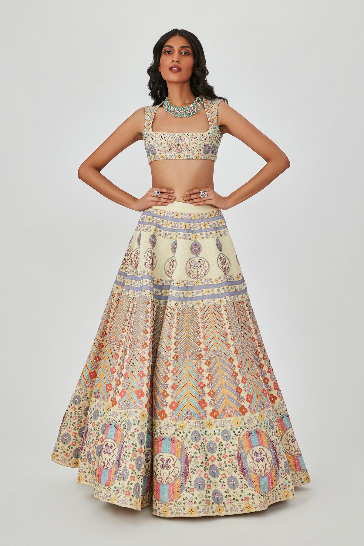 Alaya F In Soraya - Beige Kasab Satin Lehenga