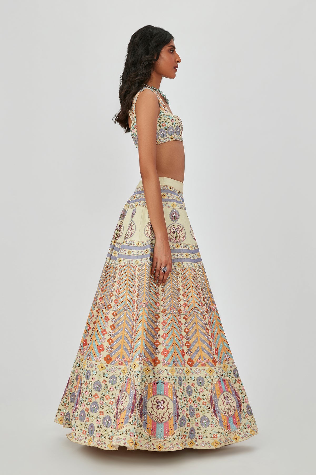 Alaya F In Soraya - Beige Kasab Satin Lehenga