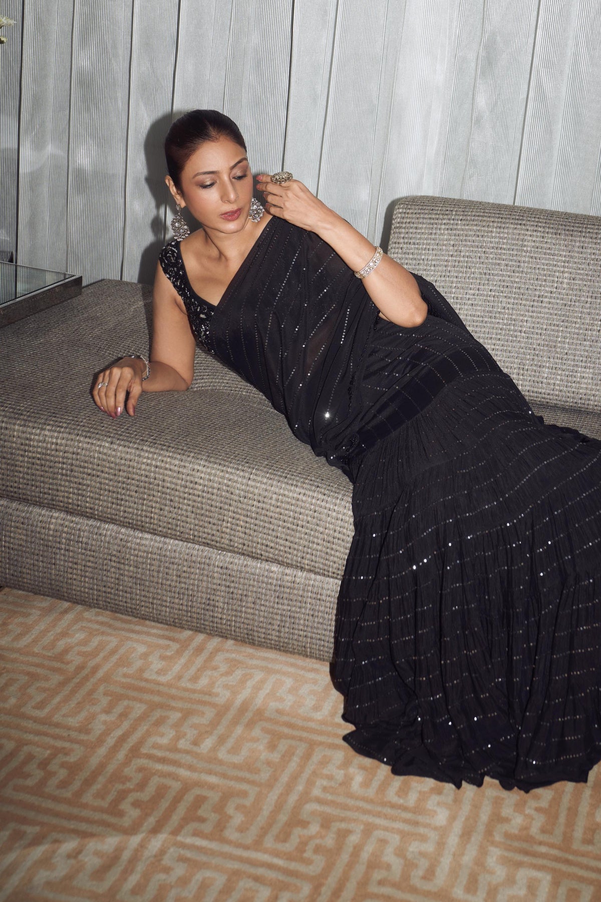 Tabu in Sky Pre Drape Saree