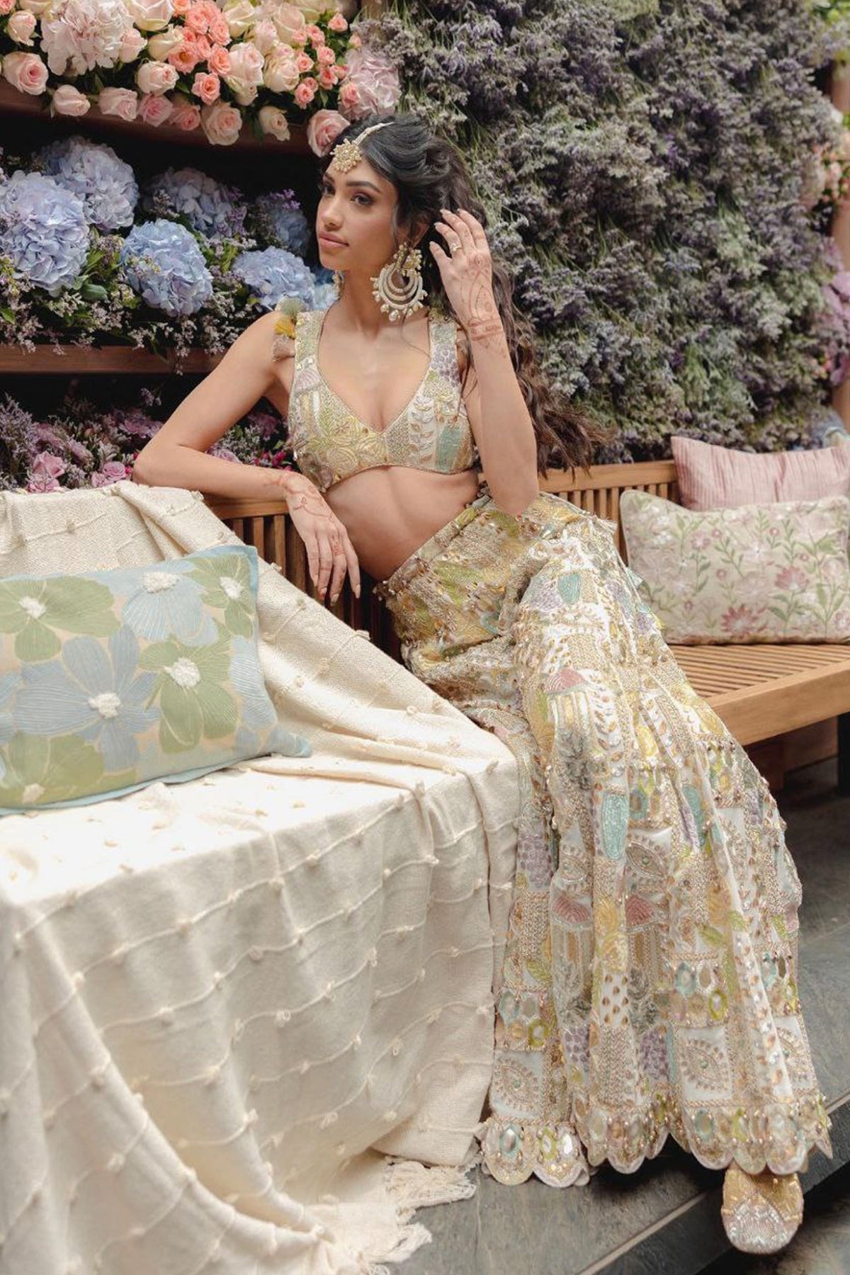 Off White Georgette Embroidered Choli And Sharara
