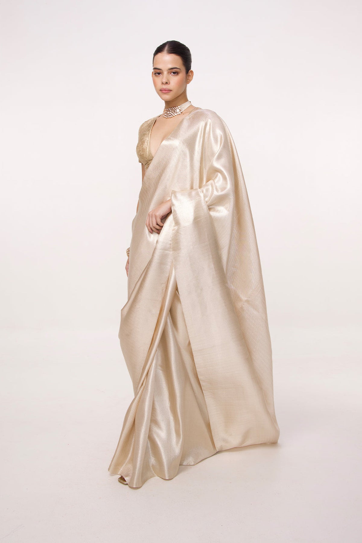 Bhumi Pednekar in Handwoven Silver Kanjivaram Saree