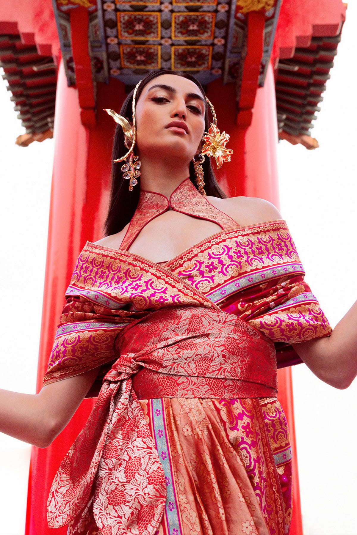 Sonam Kapoor in Handwoven Ruby Red Mashroo Silk Saree