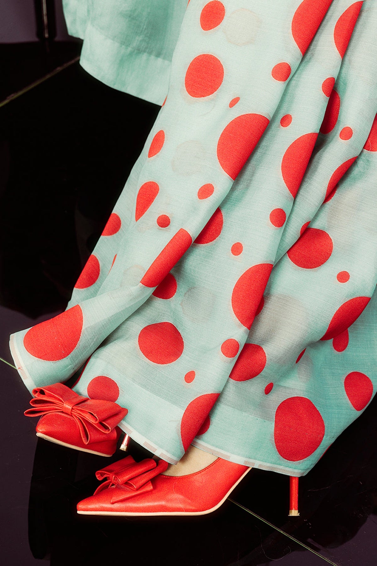 Teal Confetti Saree