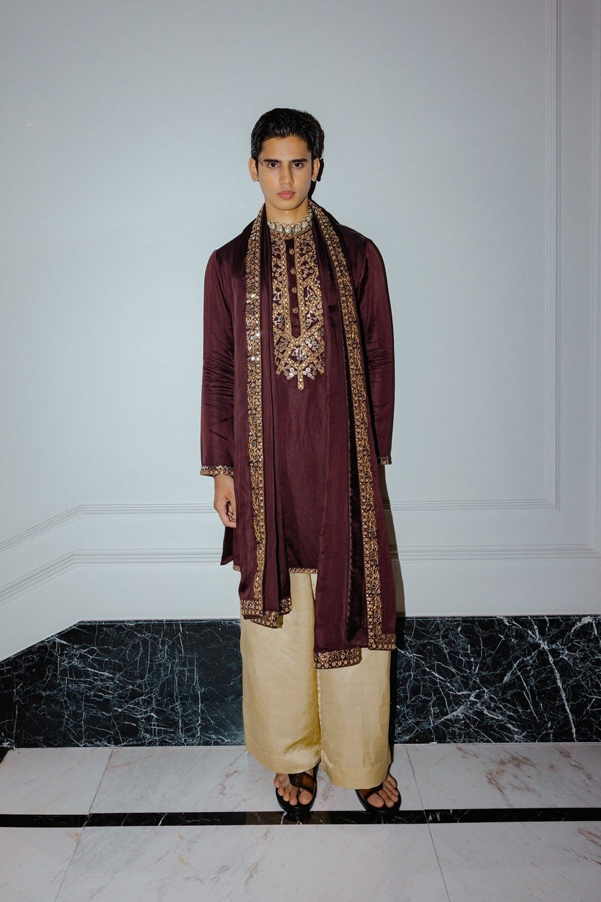 Brown Foil Kurta Set
