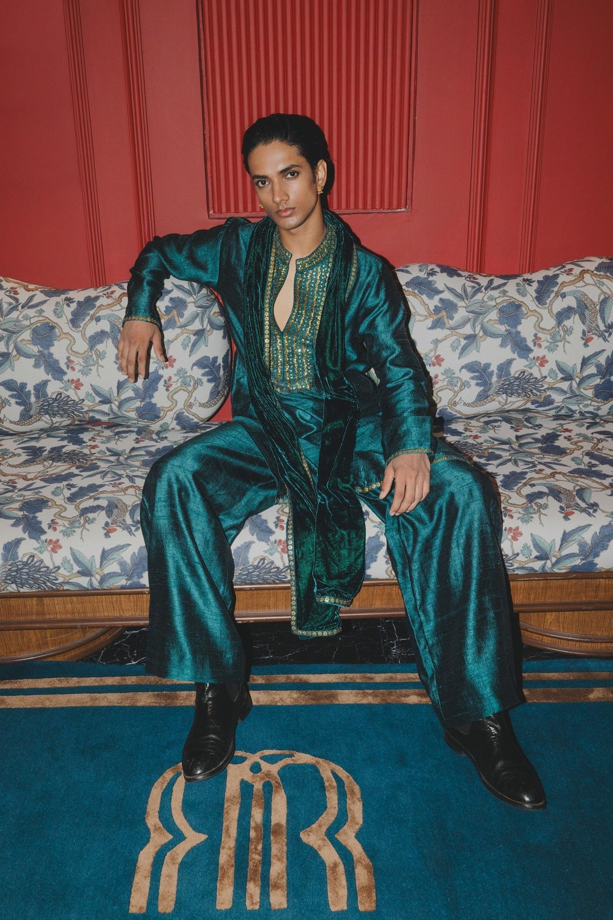 Teal Kurta Dushala Set