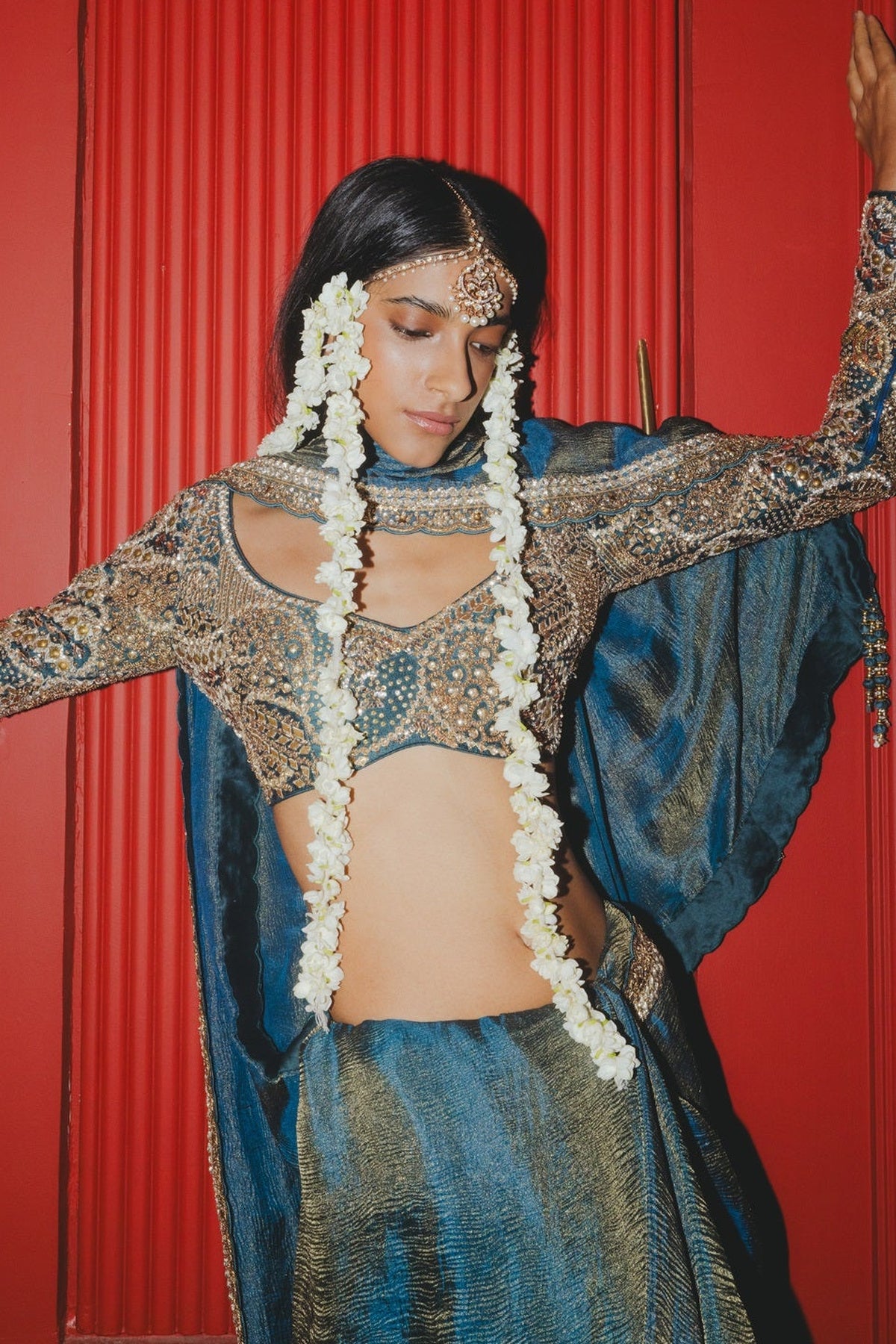 Teal Saree Set