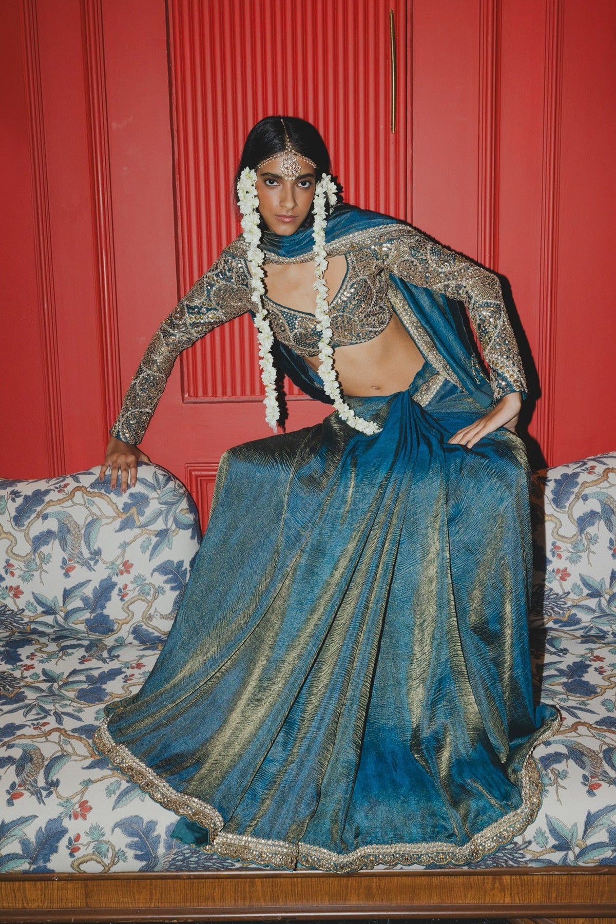 Teal Saree Set