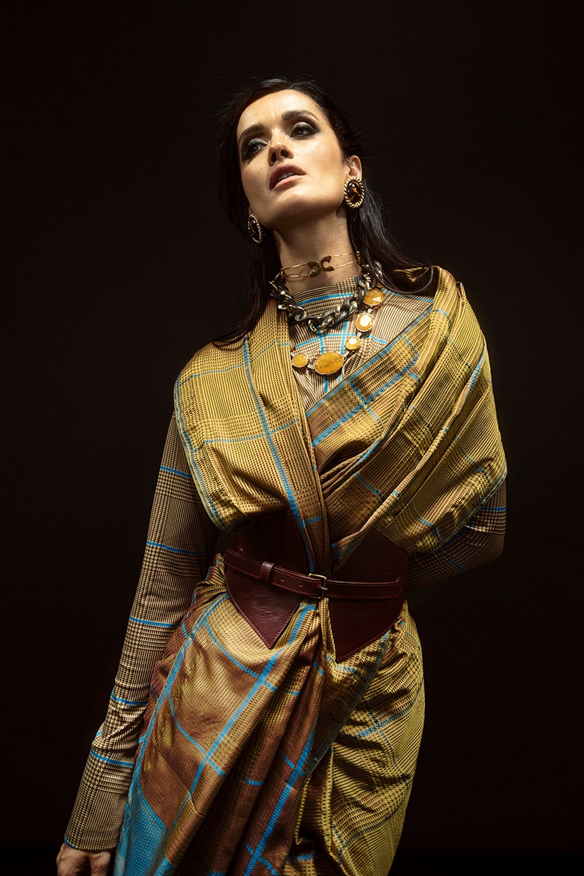 Ochre Chessboard Saree