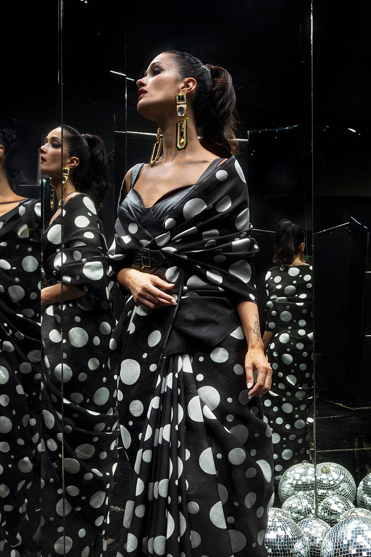 Black Confetti Saree