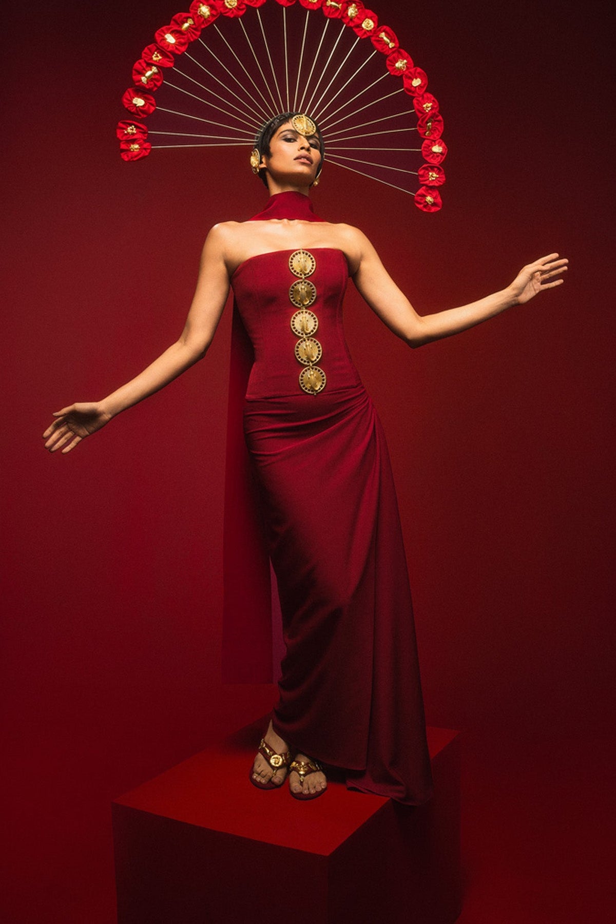 The Ghana Gator Corset Set In Red