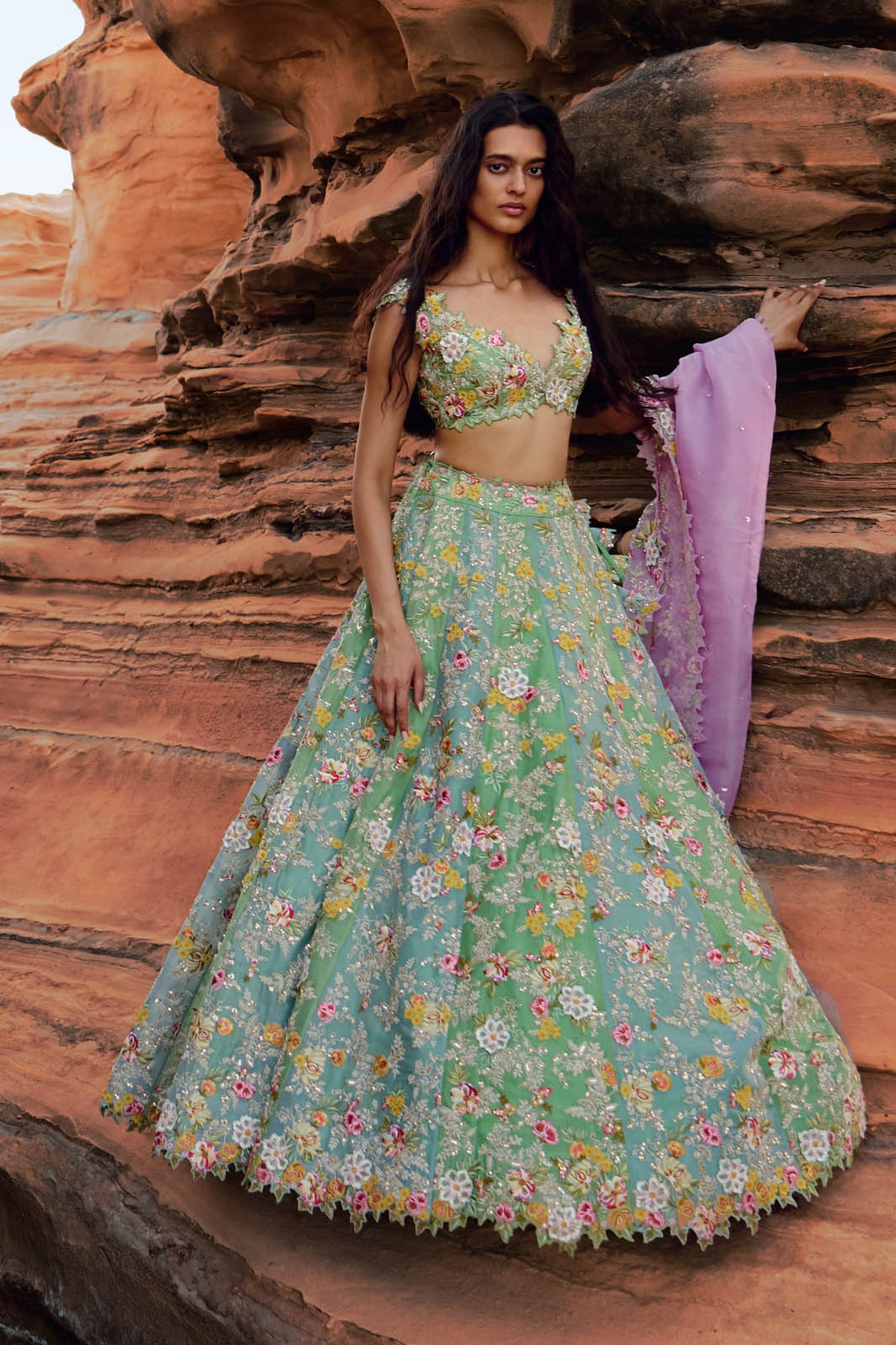 Tri Color Utsa Lehenga Set