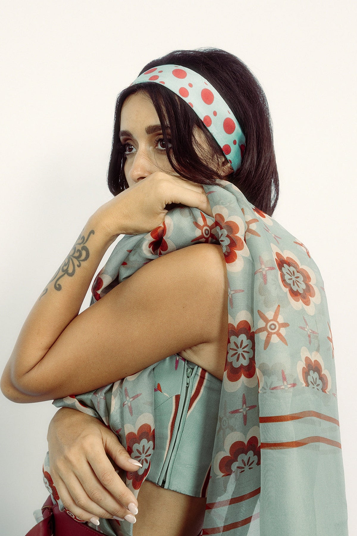 Teal Twiggy Bloom Saree