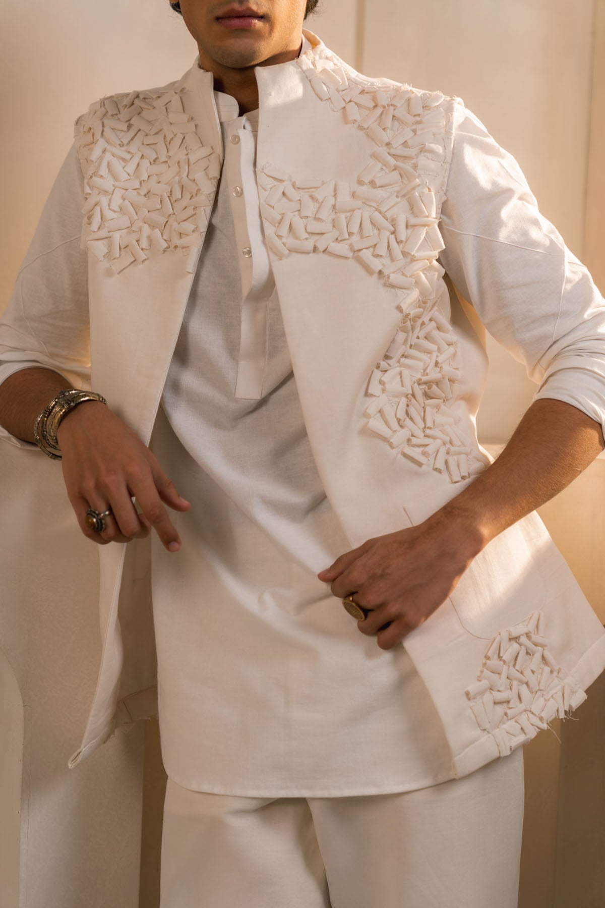 Ivory Cotton Linen Shacket Set