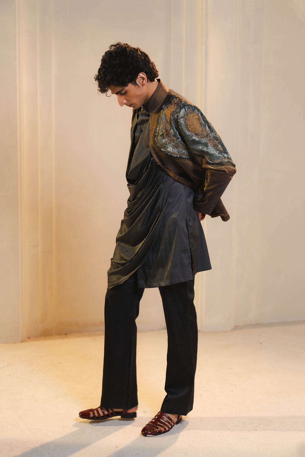 Bronze Tissue Short Jacket Set