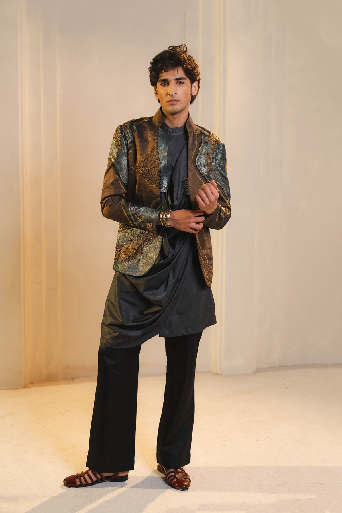 Bronze Tissue Short Jacket Set