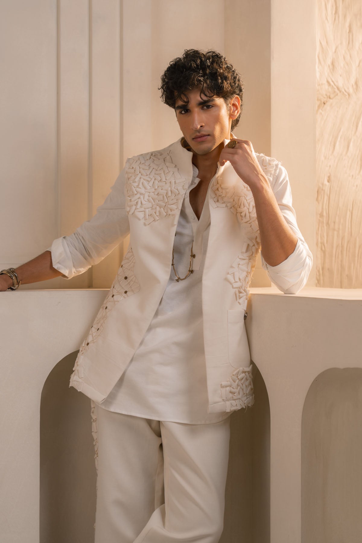 Ivory Cotton Linen Shacket Set