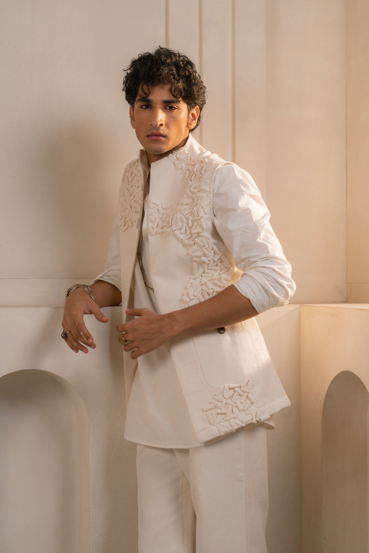 Ivory Cotton Linen Shacket Set