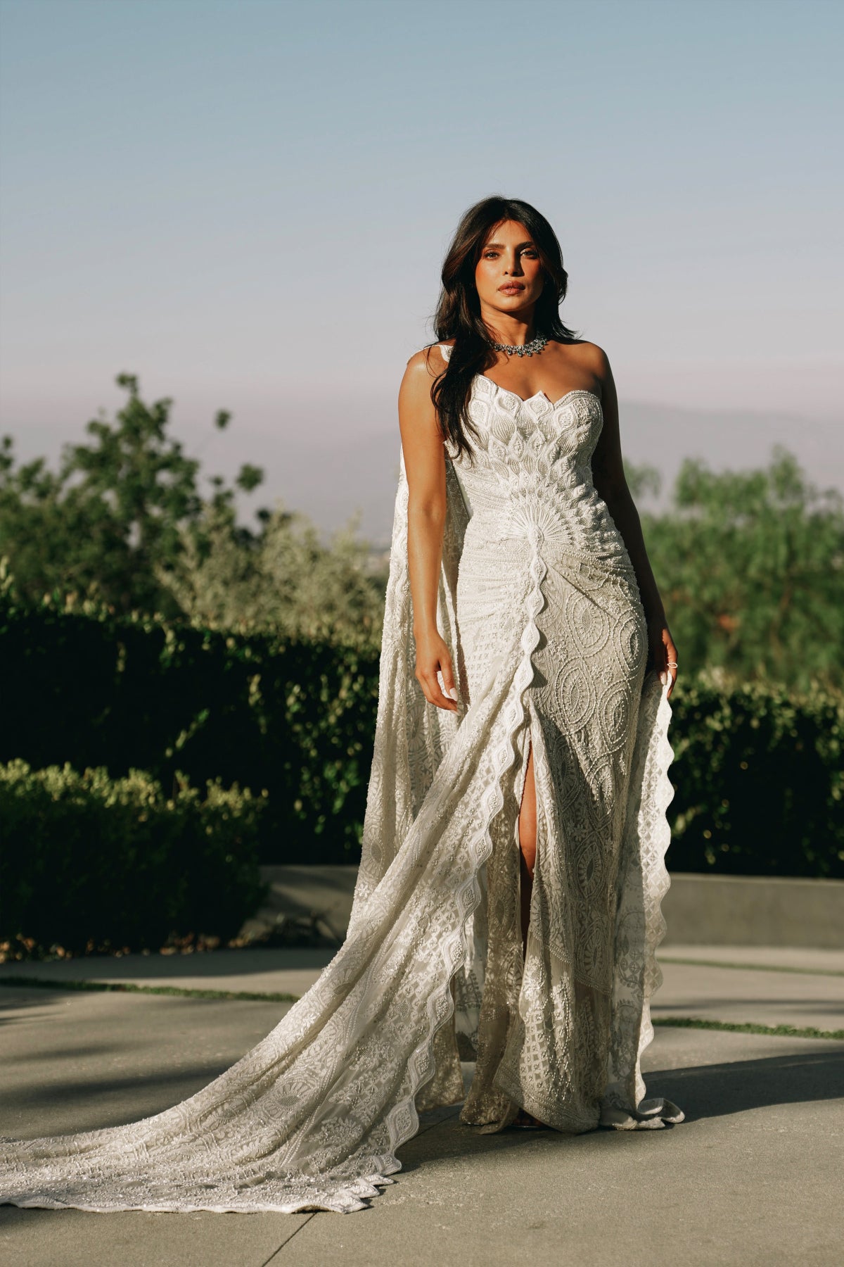 Priyanka Chopra Jonas in Vintage Chikankari Draped Saree