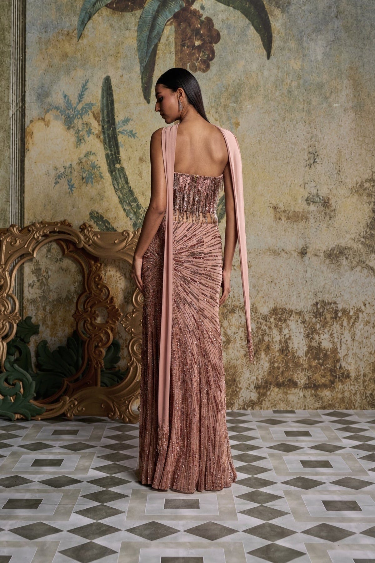 Copper Embellished Skirt Set