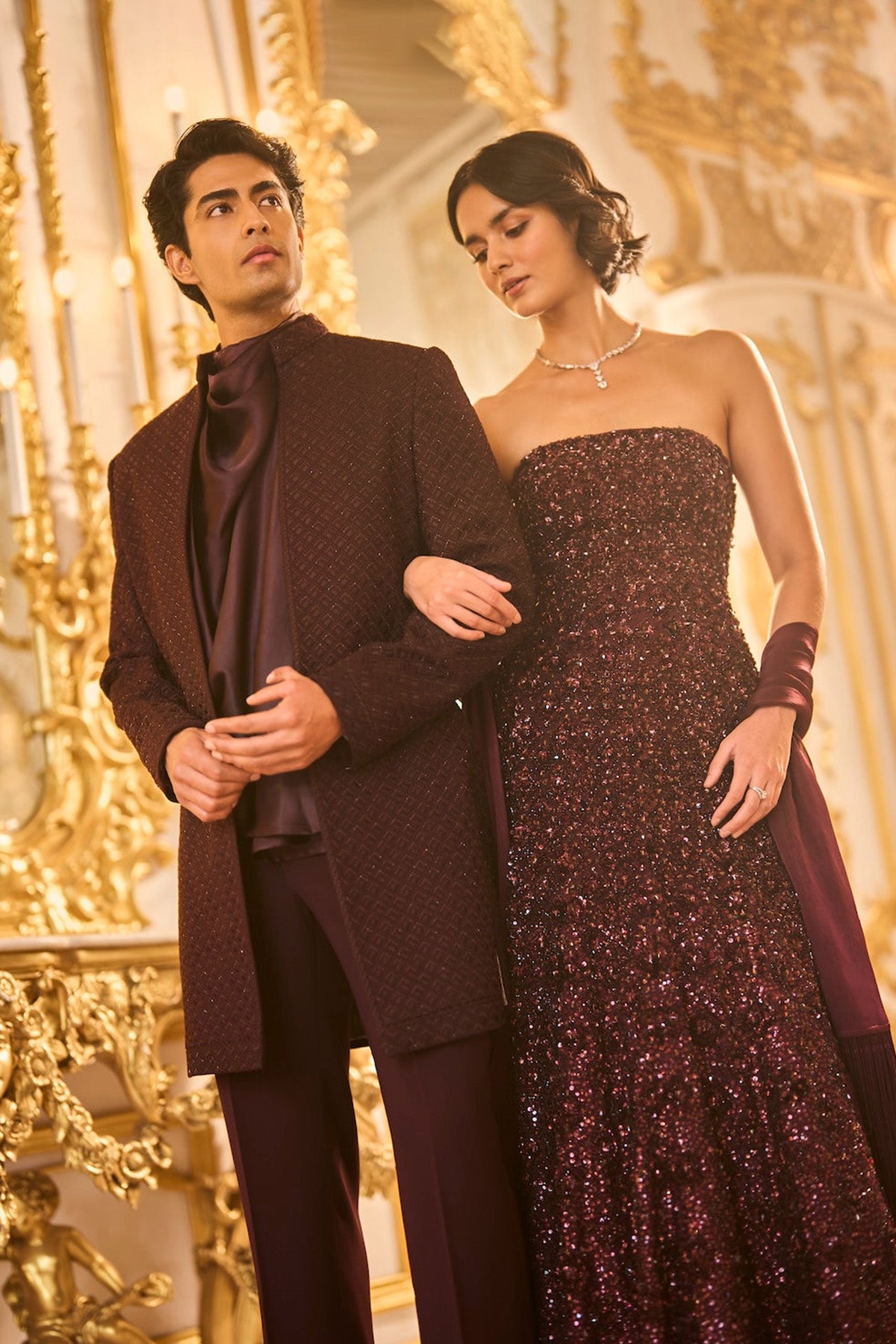 Wine Sequin Gown