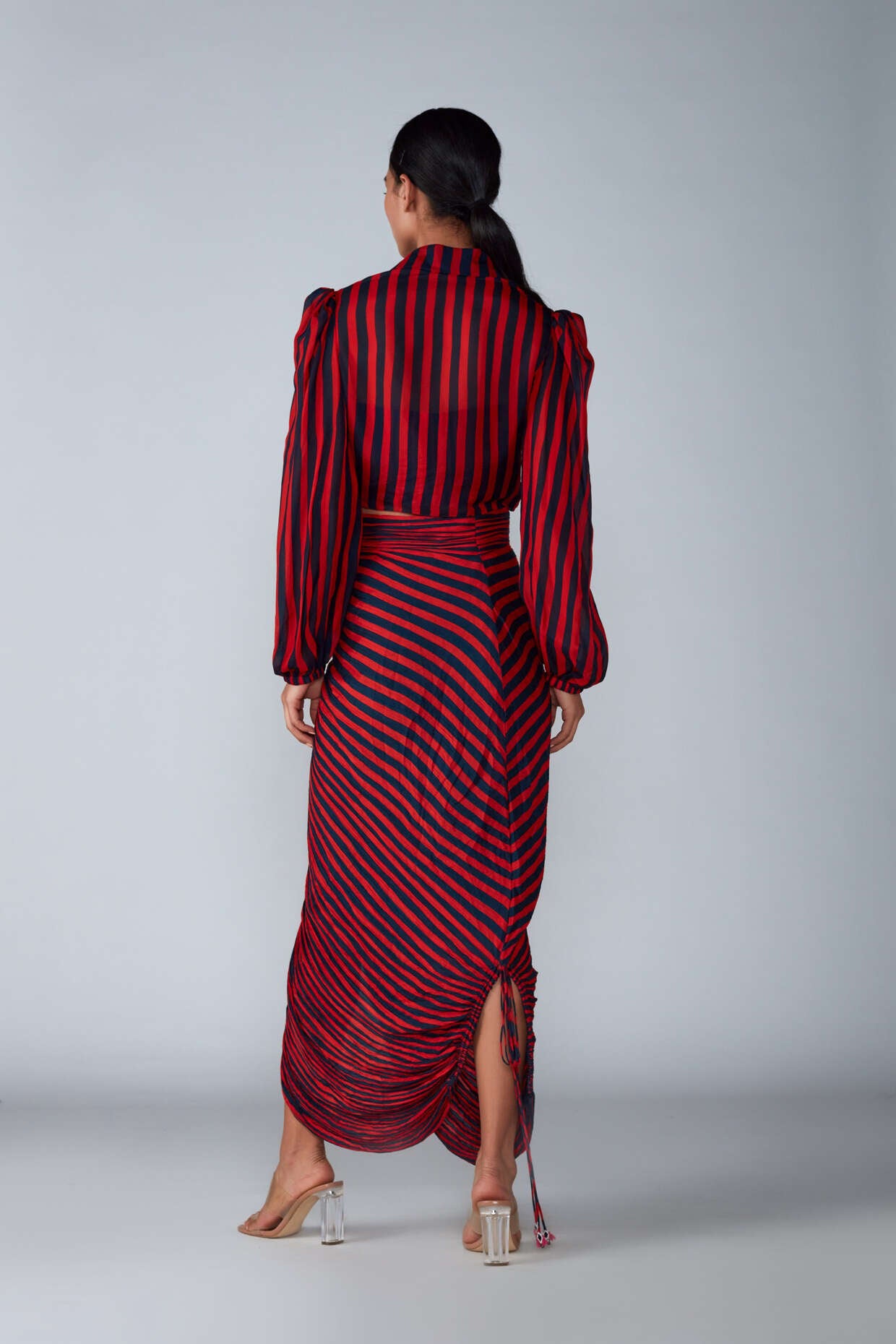 SK Red & Navy Blouse & Skirt W2-STRB - Ready To Ship