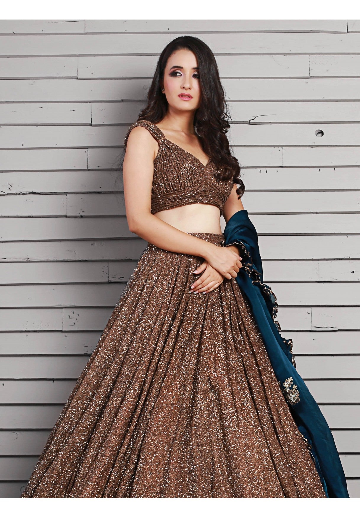 Bronze Shimmer Lehenga Set