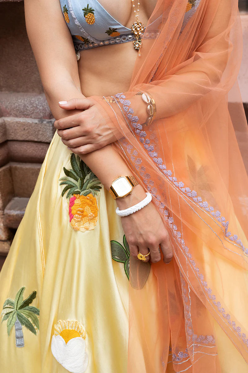 YOU AND ME ON A COCONUT ISLAND LEHENGA