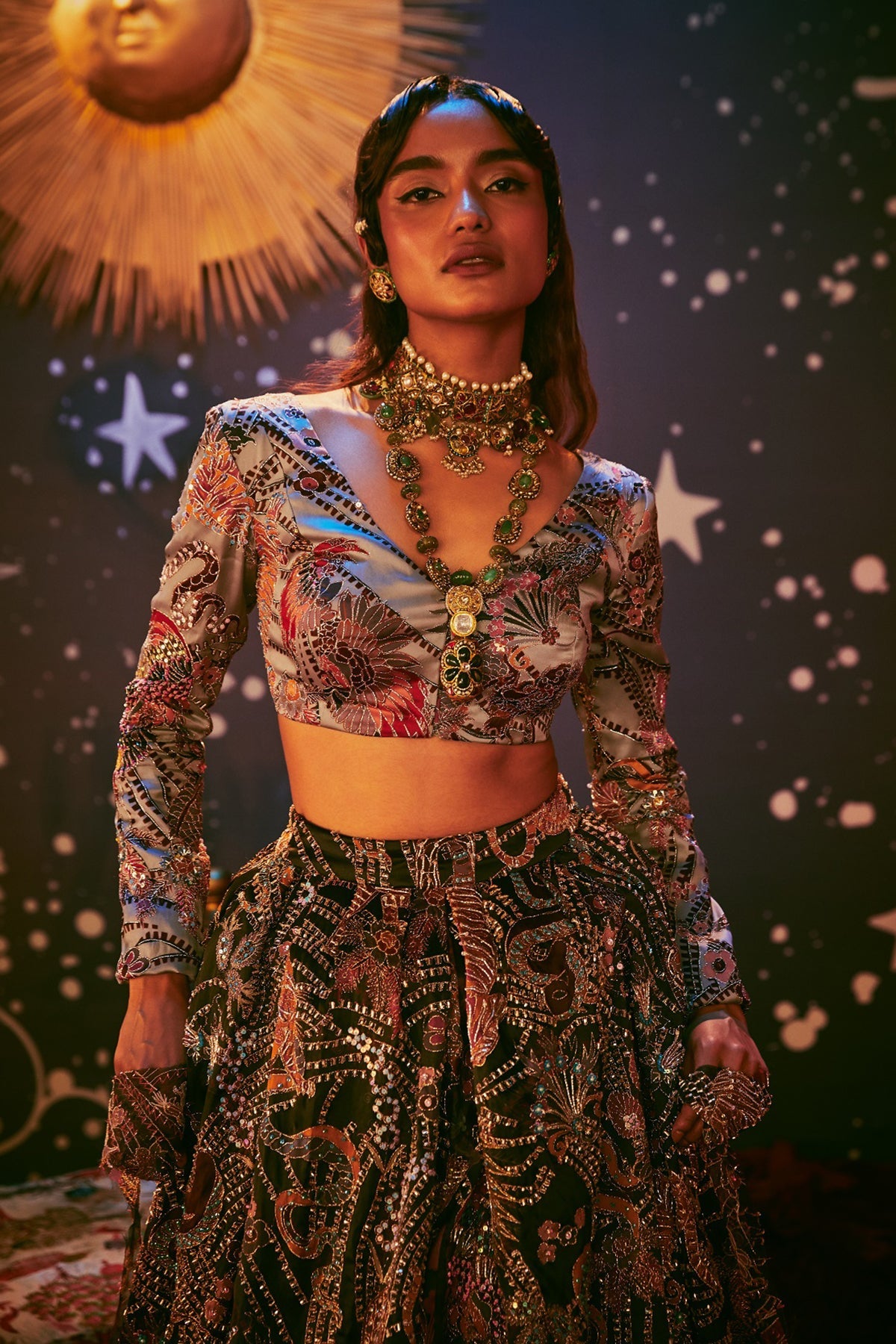 MORADO - Paper Dolls Organza Printer And Embellished Top And Skirt With Dupatta