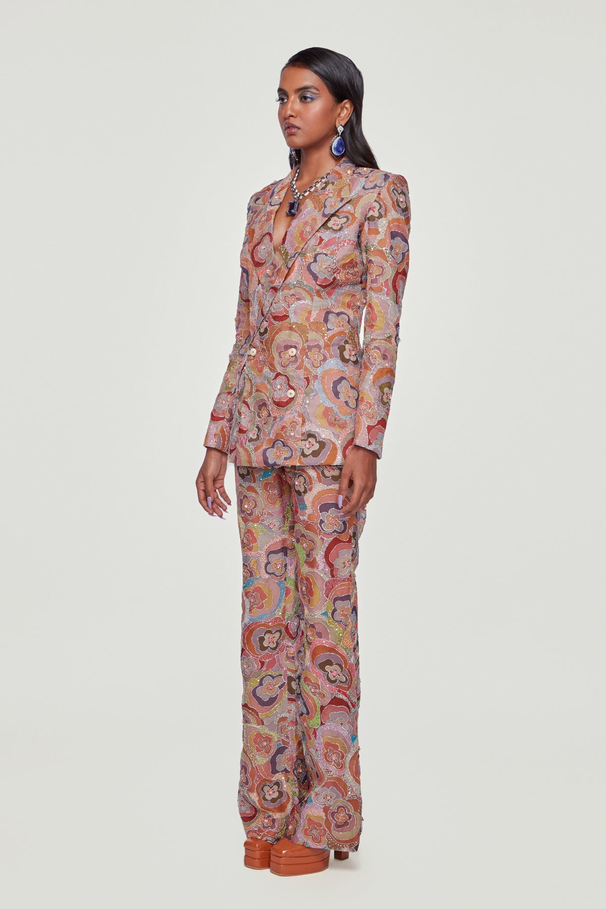 ROSELIN - Divergence Rose Printed And Embellished Pantsuit