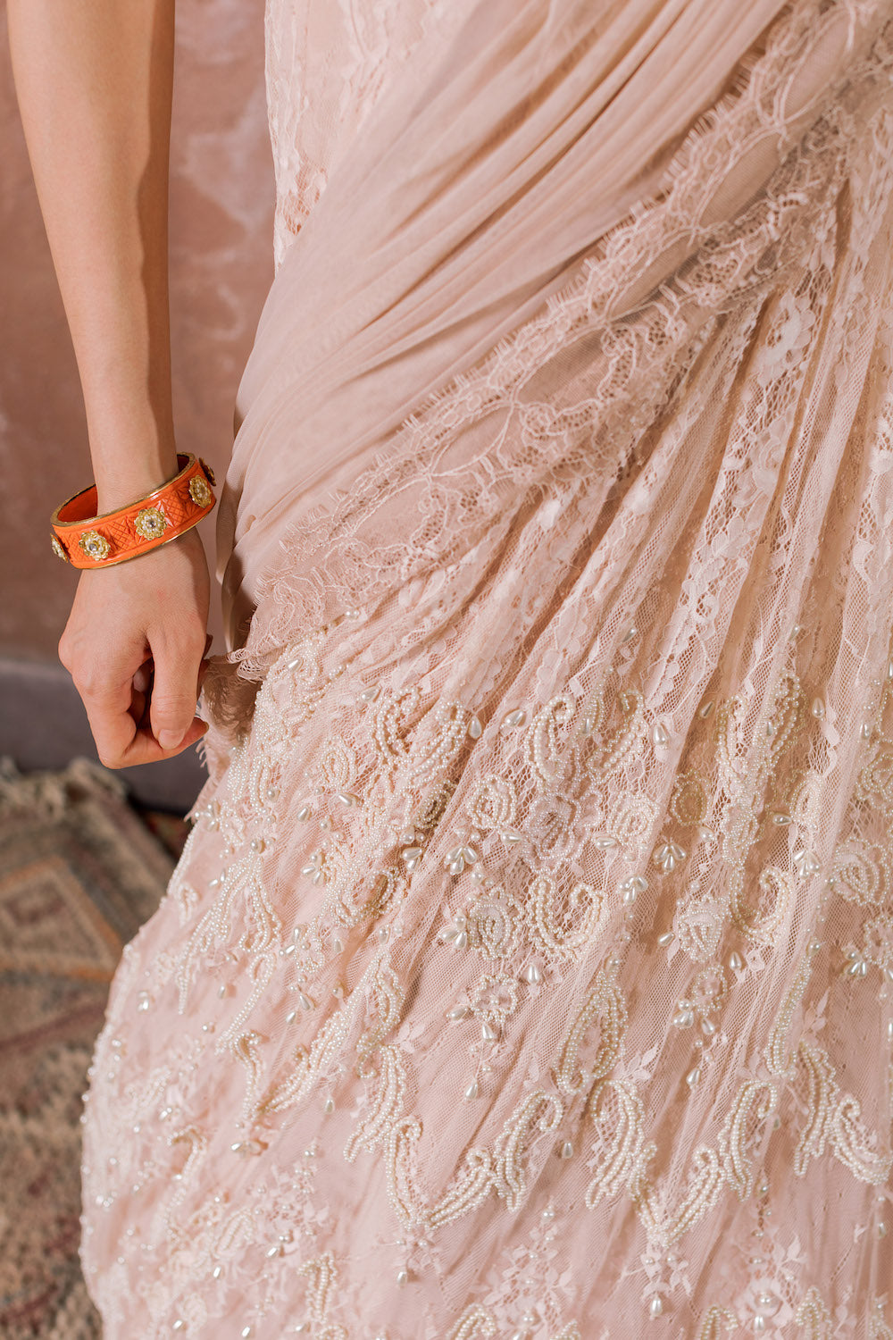 Rose, lace and pearl, belt, dupatta