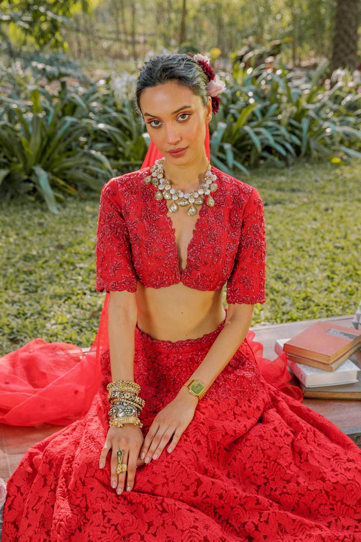 Red, bohemian, Frida, wildflower