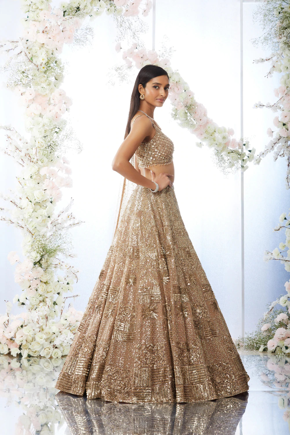 Biscotti Gold Sequin Lehenga Set