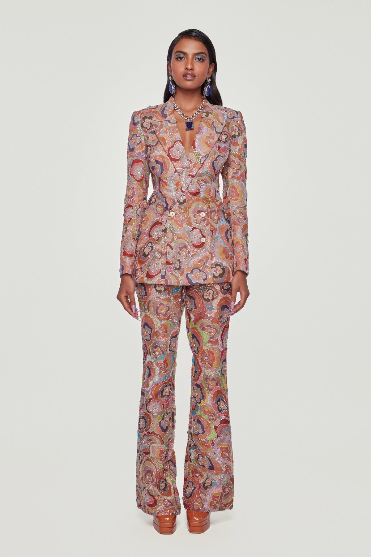 ROSELIN - Divergence Rose Printed And Embellished Pantsuit