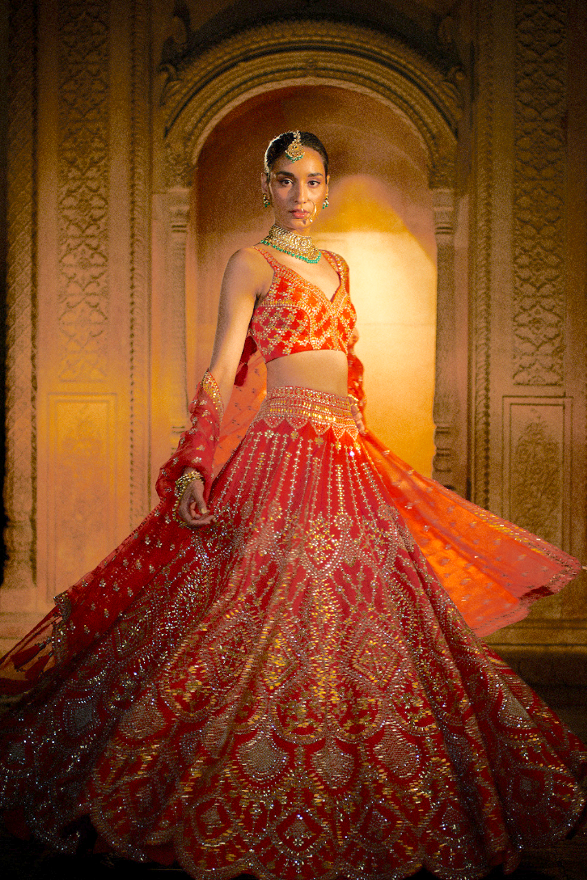 Burnt Orange Gota Patti Lehenga Set
