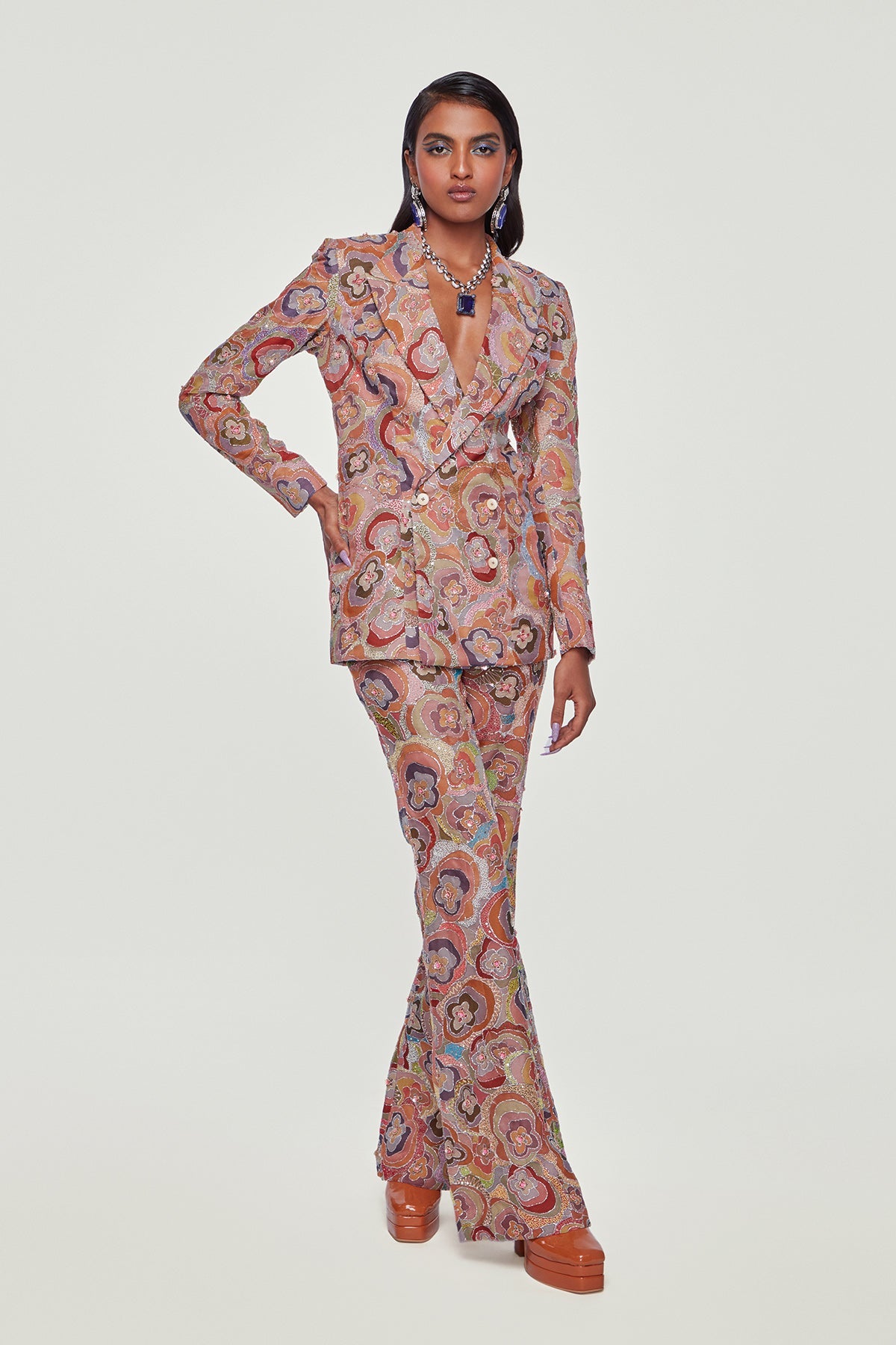 ROSELIN - Divergence Rose Printed And Embellished Pantsuit