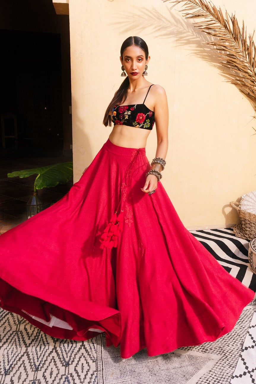 Bohemian floral Lehenga