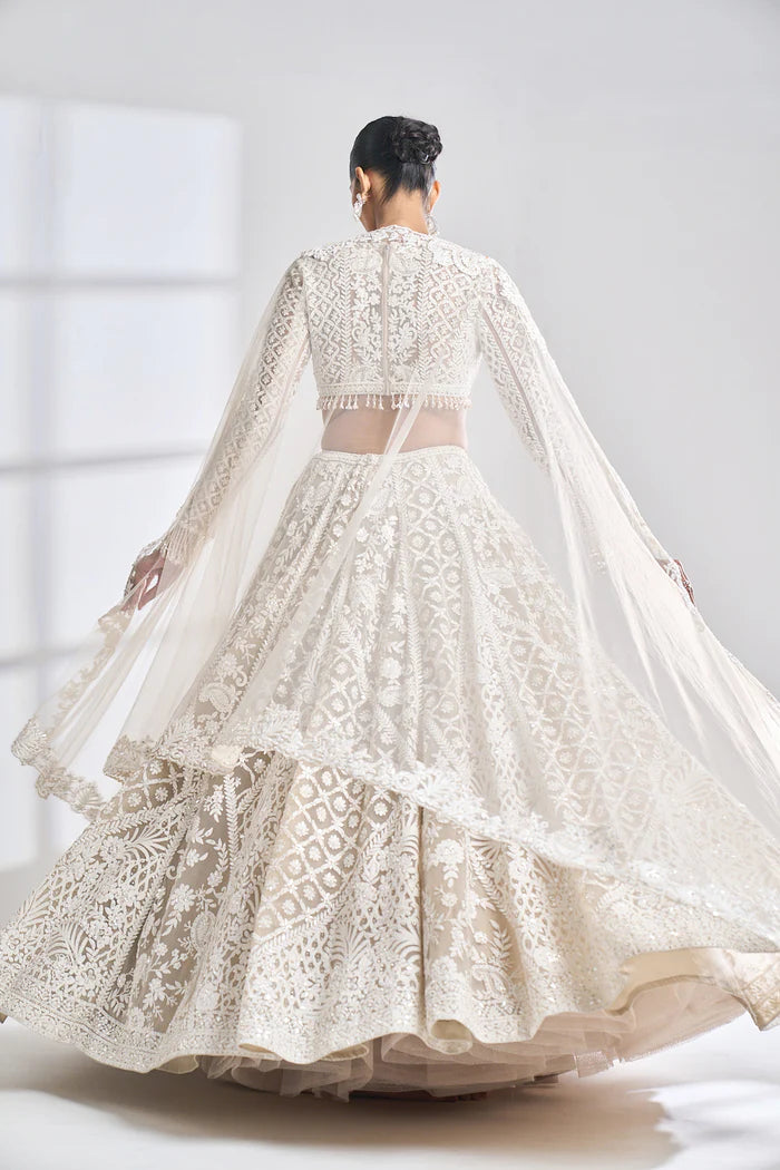 Nude Cream Dori Abstract Lehenga