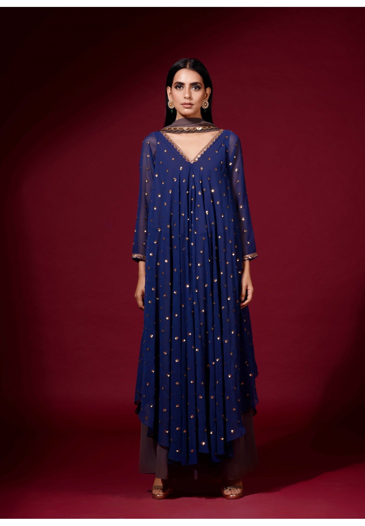 Midnight Blue Asymmetrical Kurta Set
