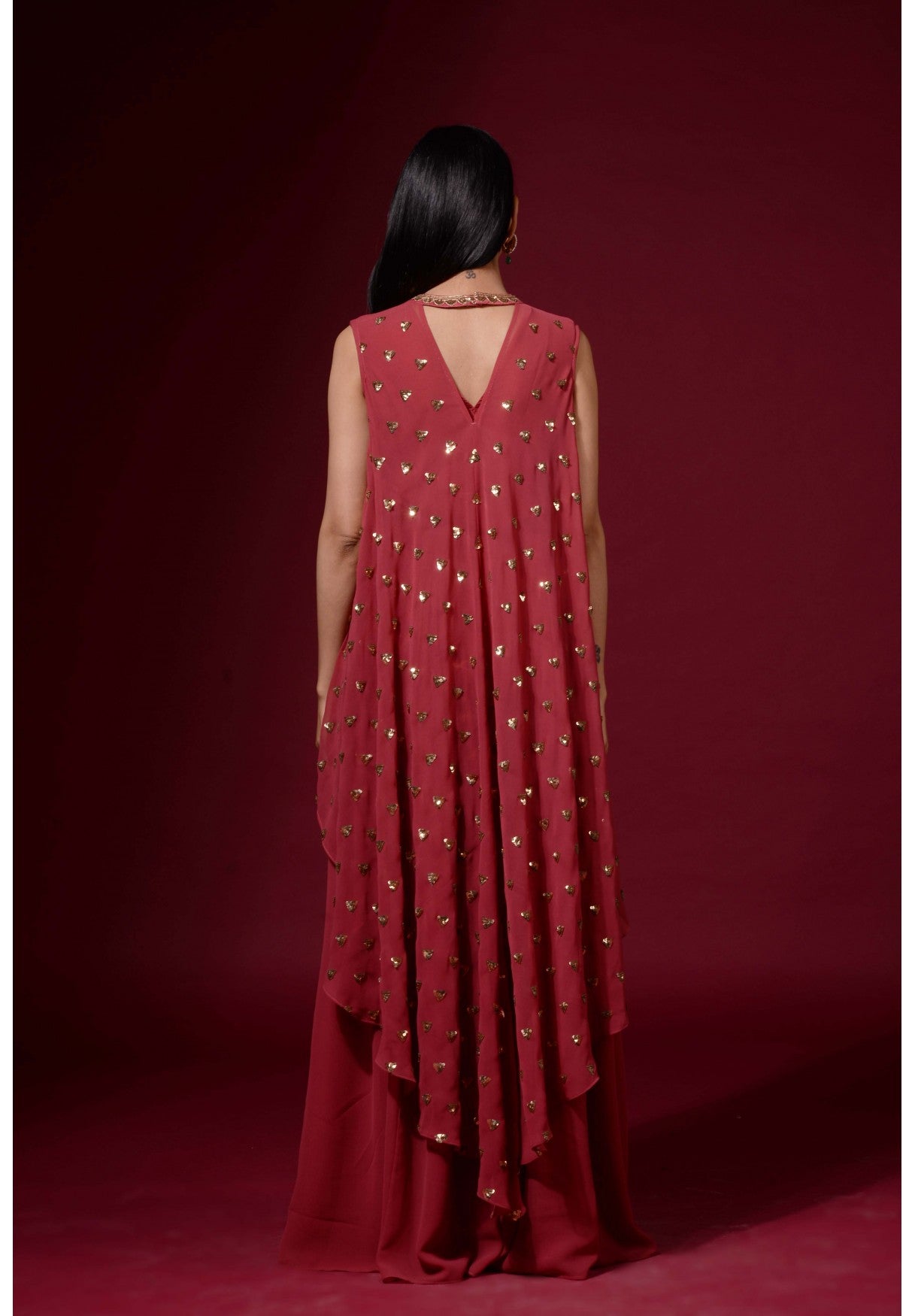 Deep Rust Cape Palazzo Set