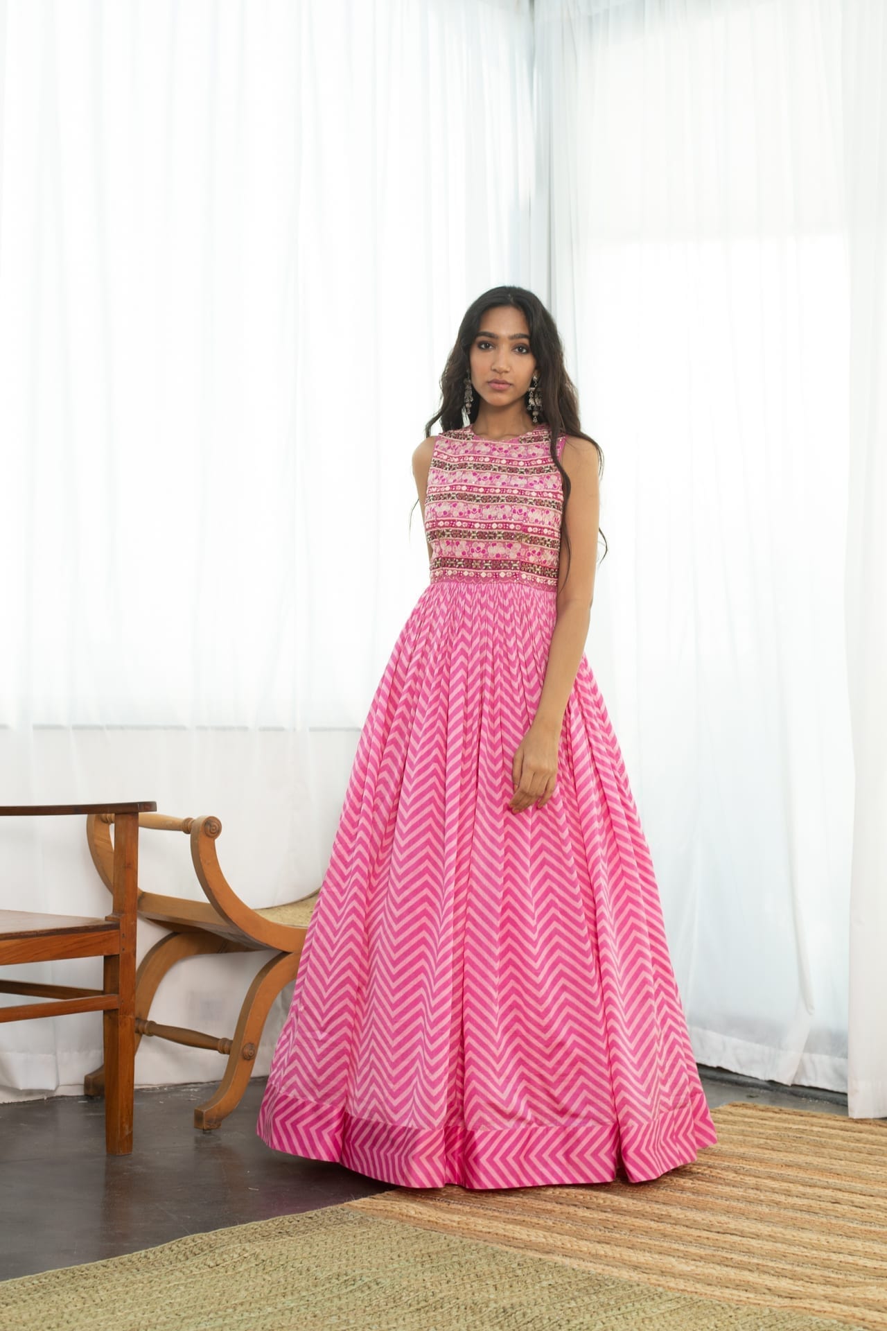 Pink Chevron Maxi Dress
