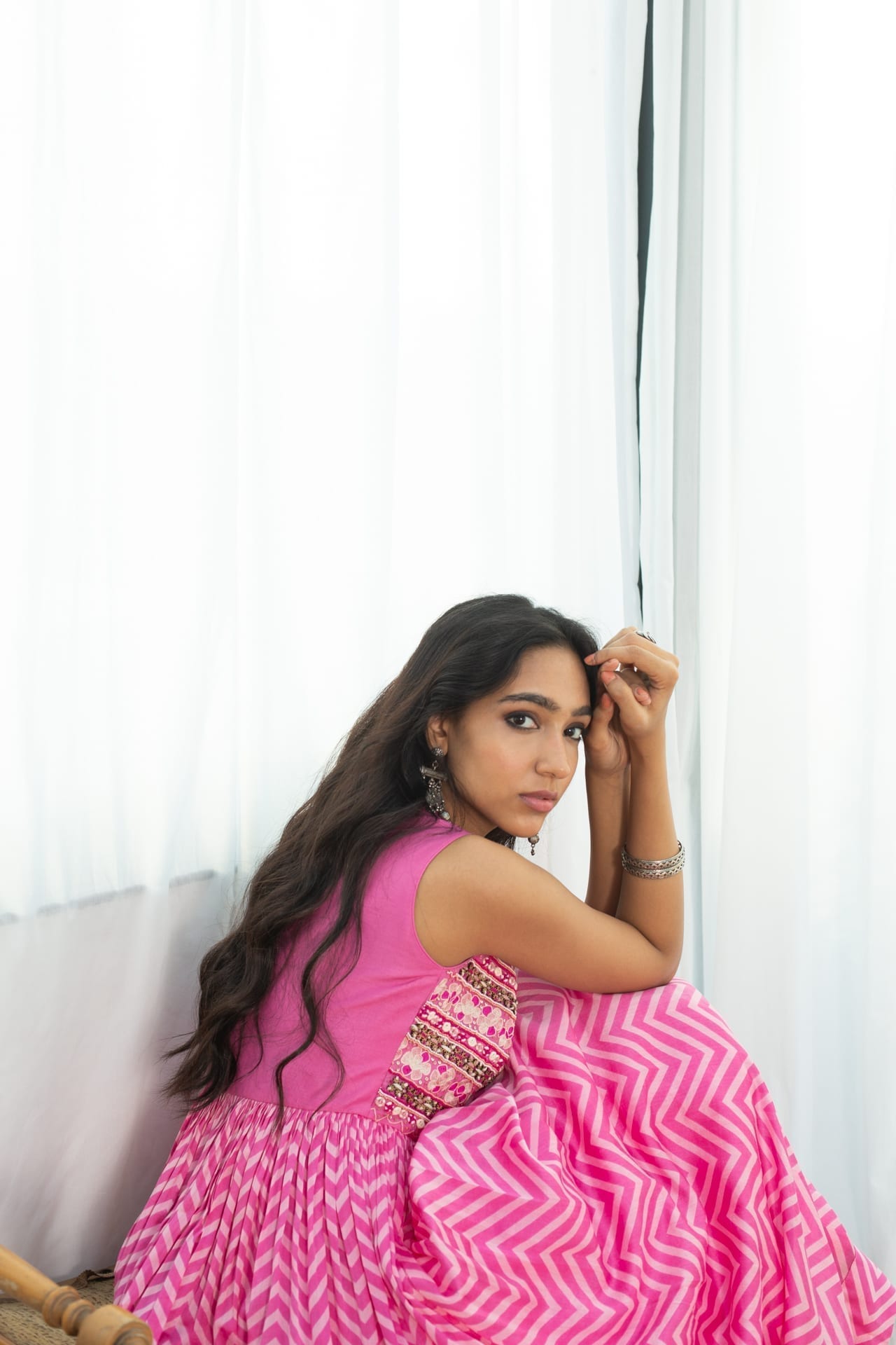 Pink Chevron Maxi Dress