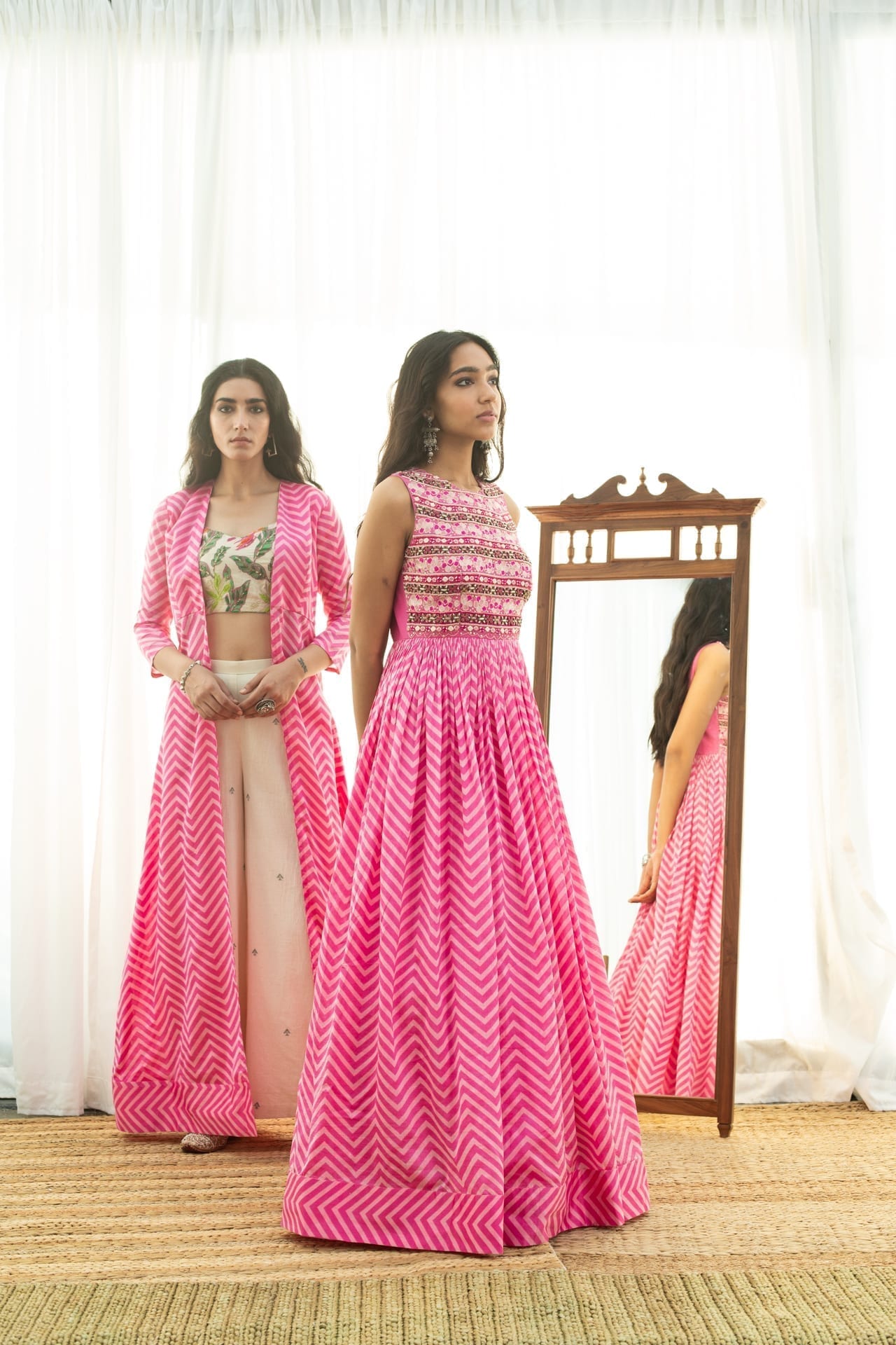 Pink Chevron Maxi Dress