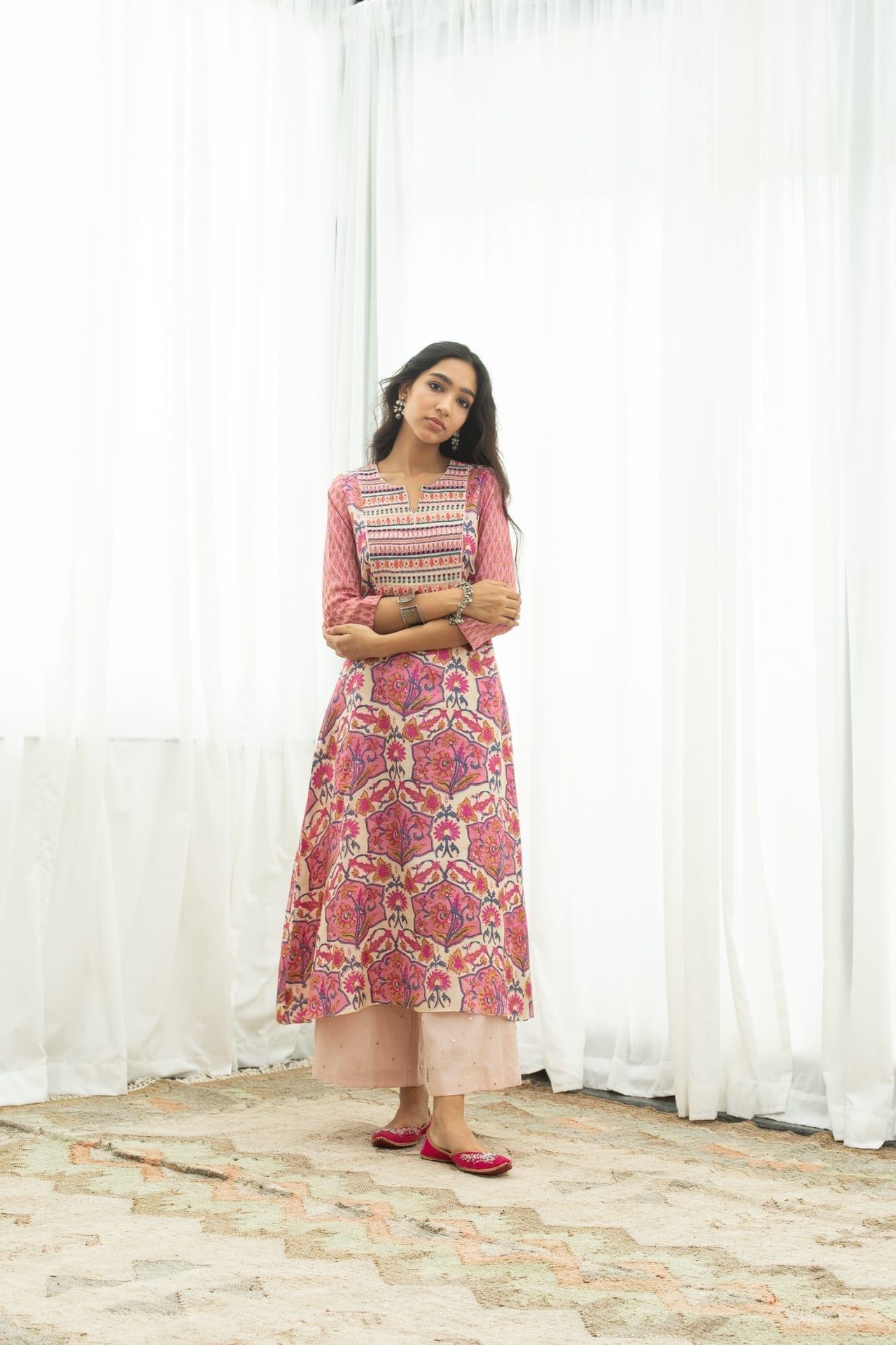 Pink Beadwork Kurta & Pallazo Set